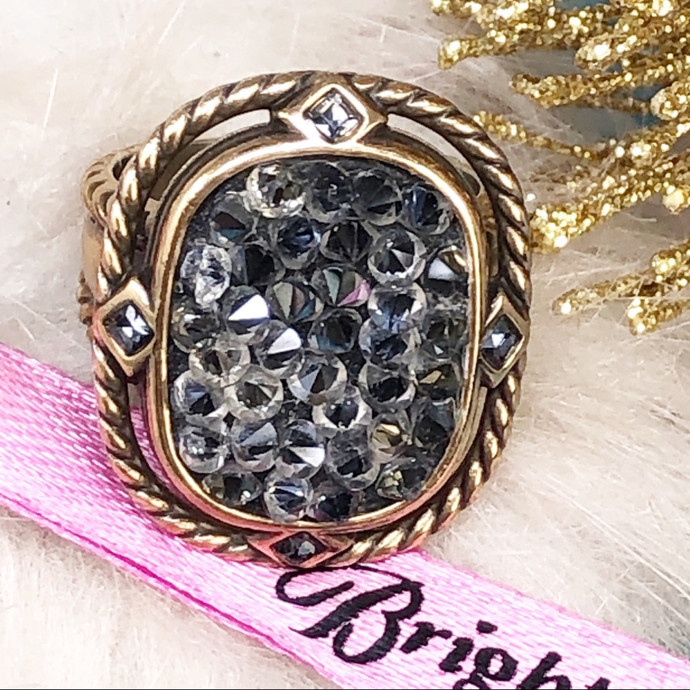Brighton Crystal Rocks GOLD Ring Size 8